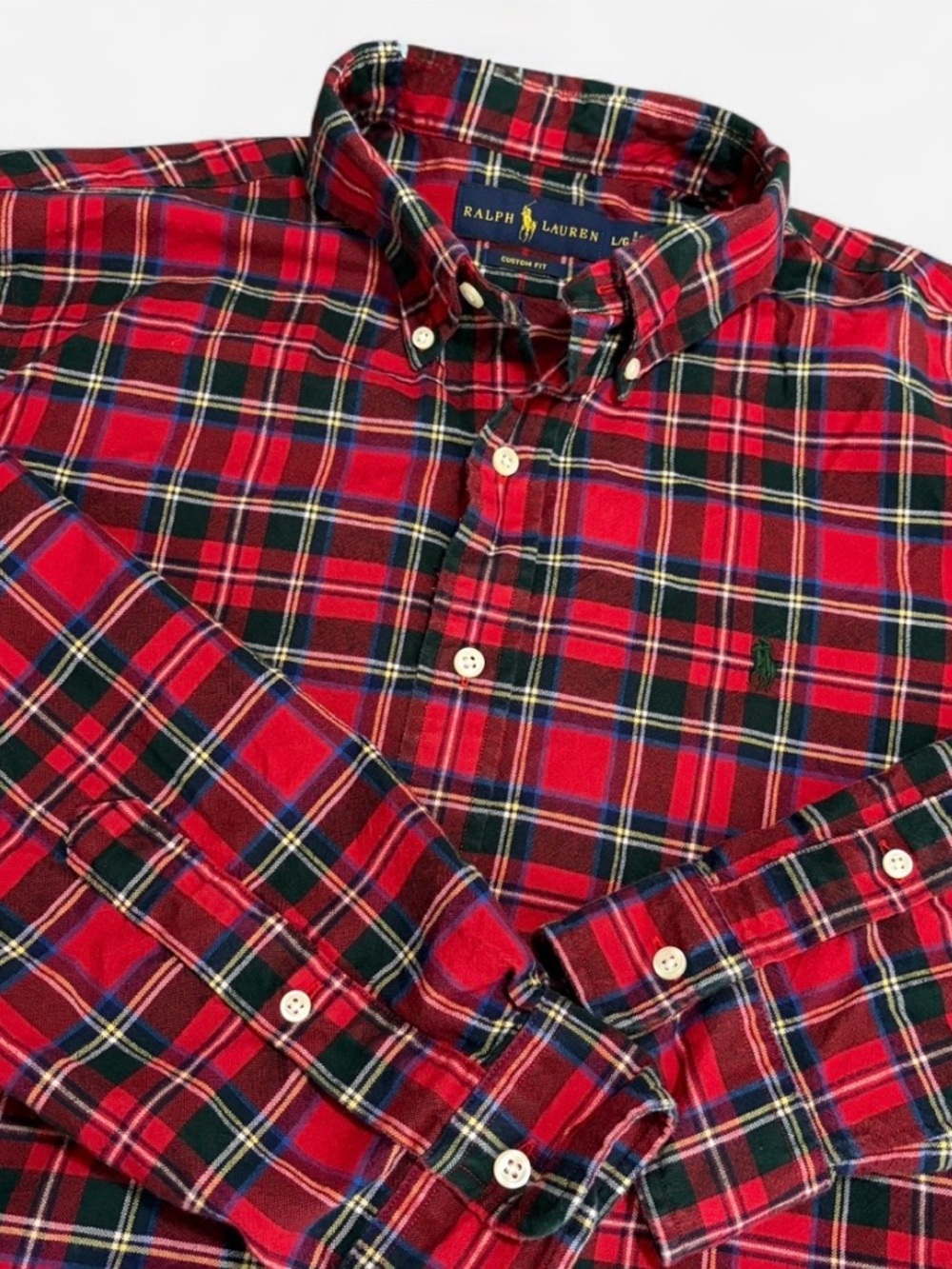 Polo Ralph Lauren Men’s L Red Black Plaid Button Down Shirt Pony